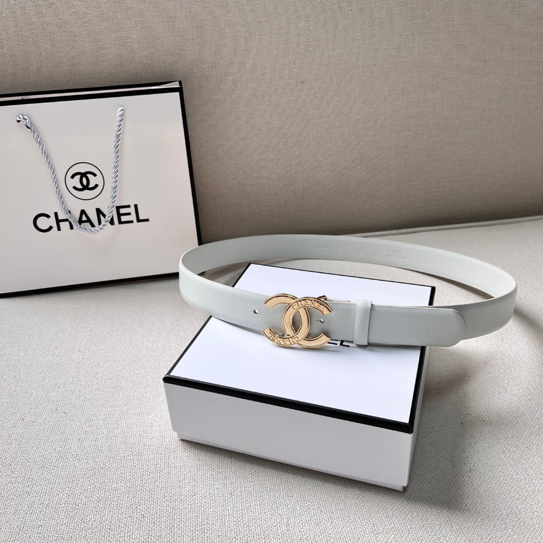 Ch**el CC logo leather belt