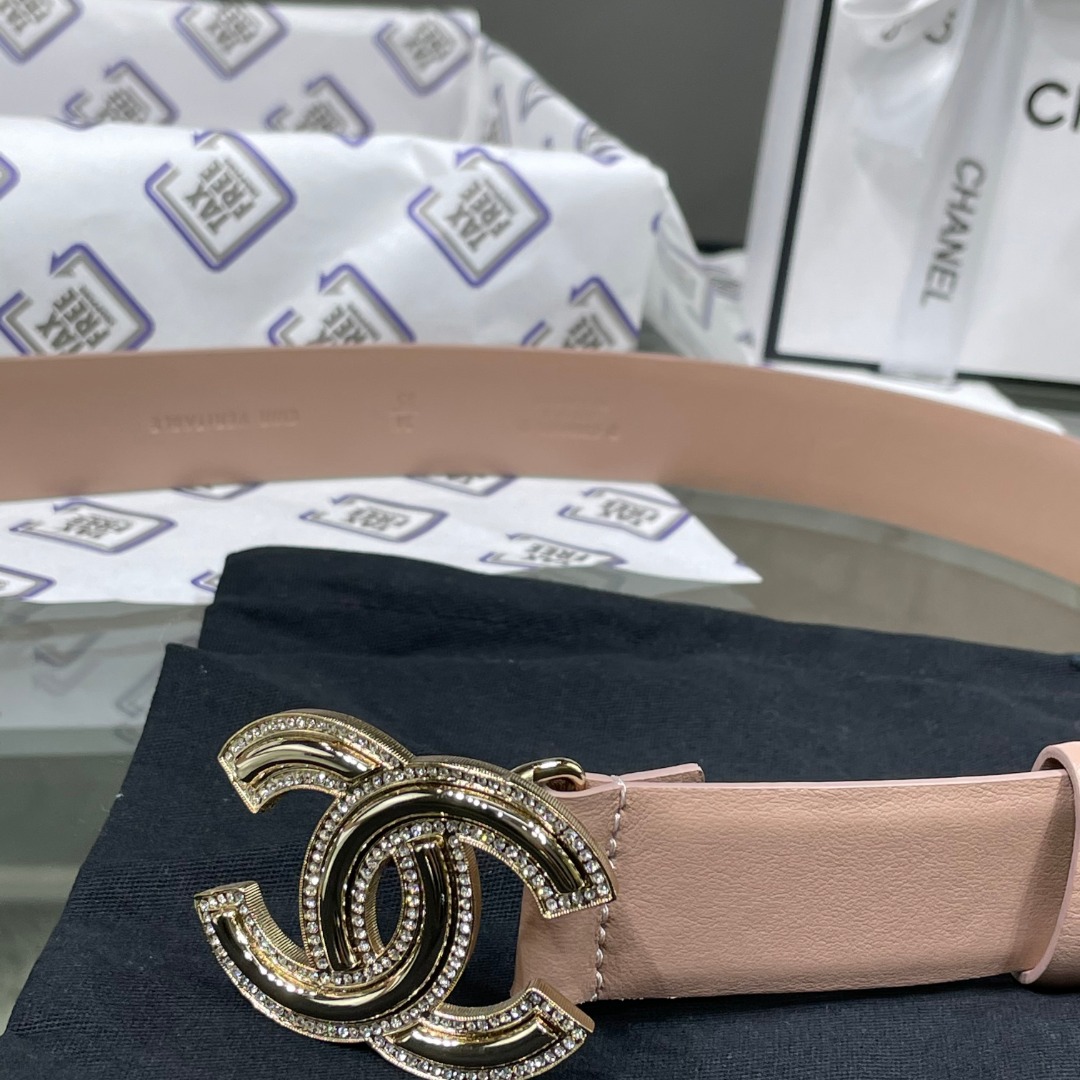 Ch**el Red Patent Leather CC Logo Belt