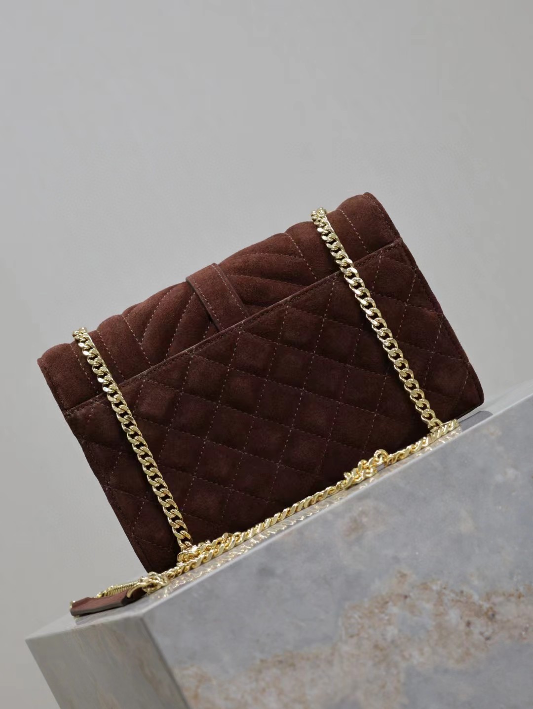 Sa1nt Lau*nt Envelope Triquilt Small Y51 Shoulder Bag in Suede