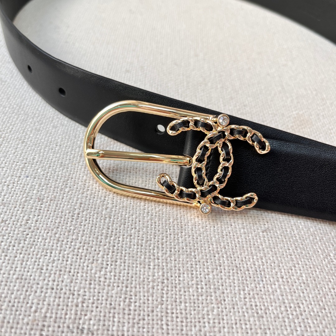 Ch**el casual style leather logo belts