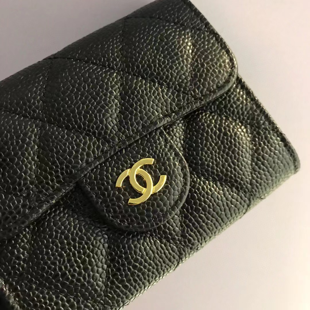 Ch**el Classic Leather Wallet In Black