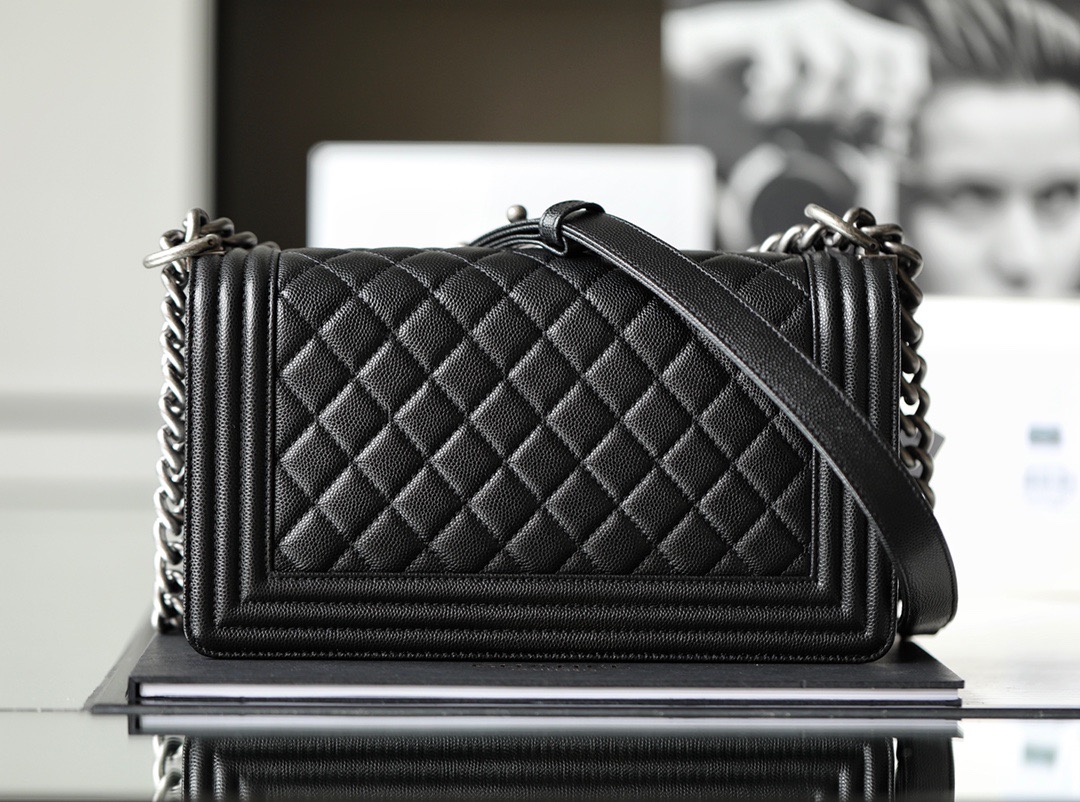 Ch**el Boy Sliver Hardware Caviar Cow Leather