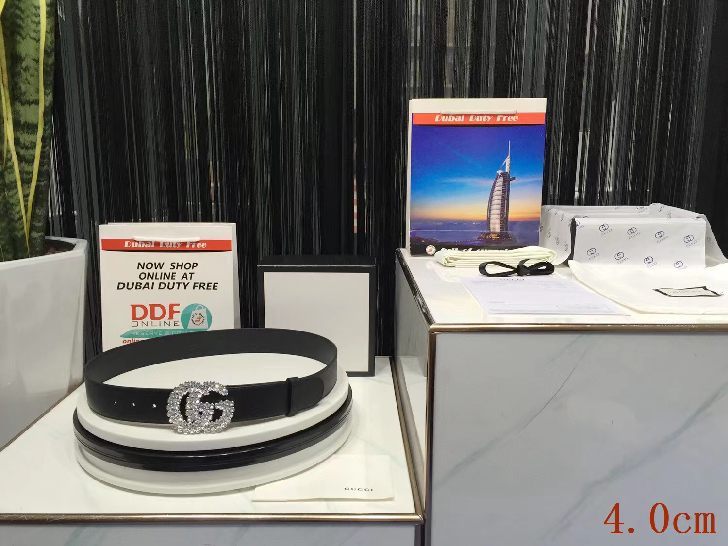 Gvc*1 Leather belt with Double G buckle black leather