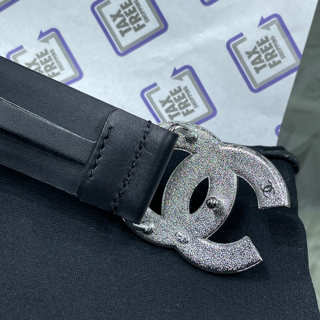 Ch**el Red Patent Leather CC Logo Belt