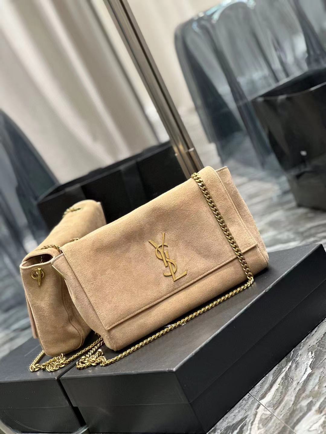 Sa1nt Lau*nt Kate reversible suede and leather shoulder bag