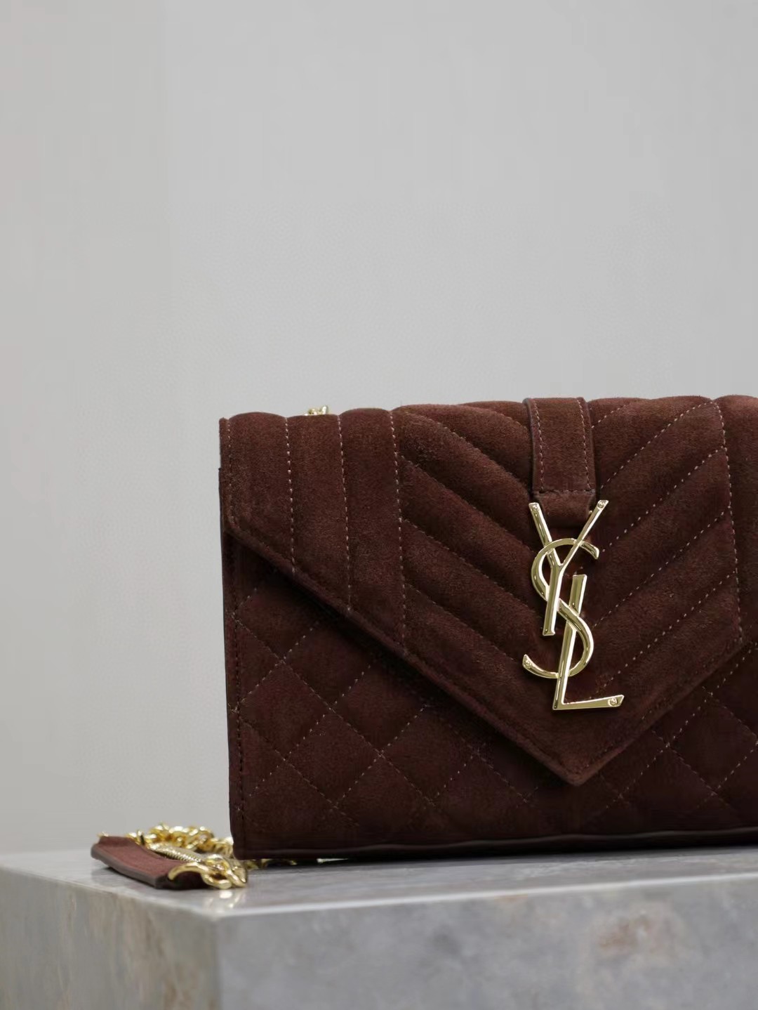 Sa1nt Lau*nt Envelope Triquilt Small Y51 Shoulder Bag in Suede