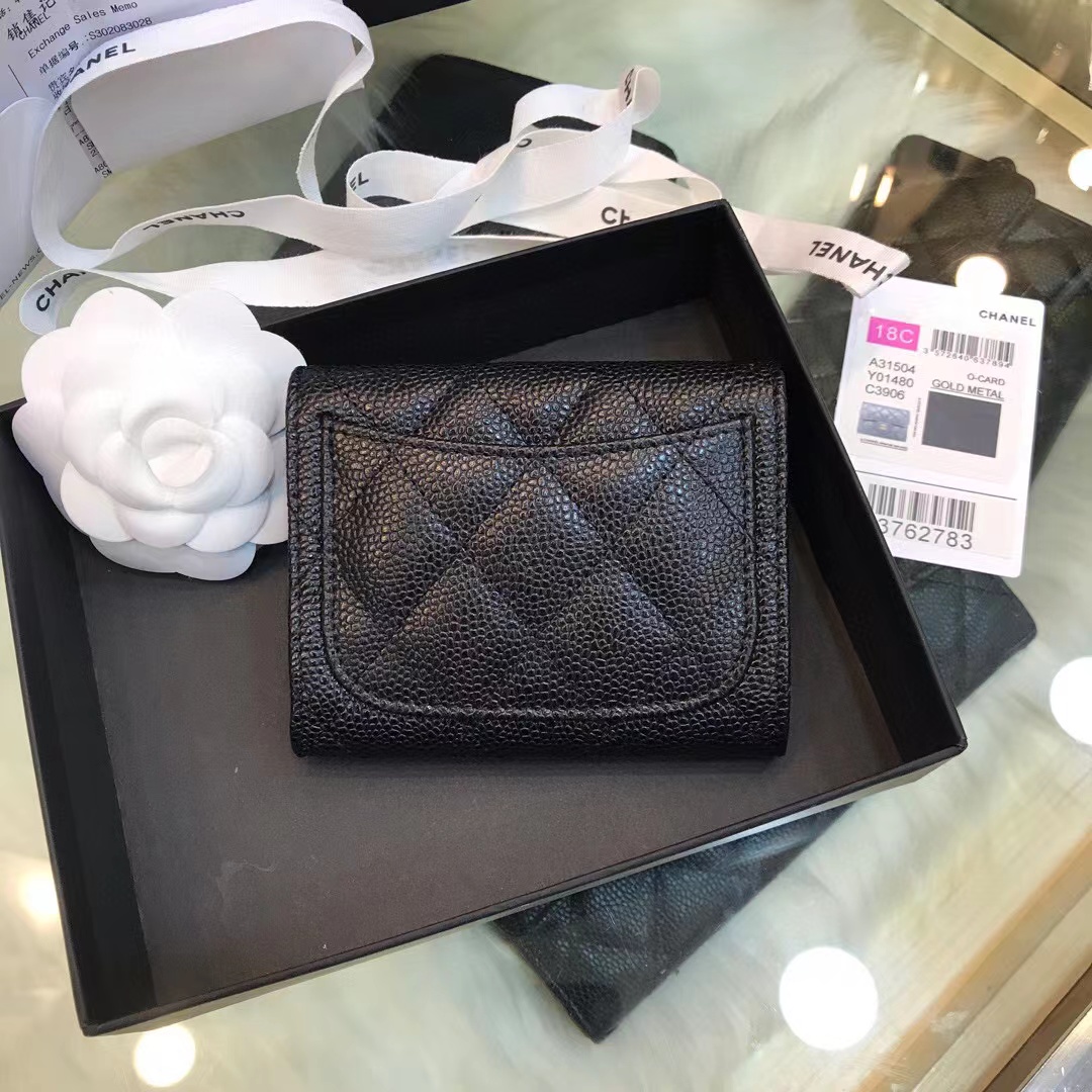 Ch**el Classic Leather Wallet In Black