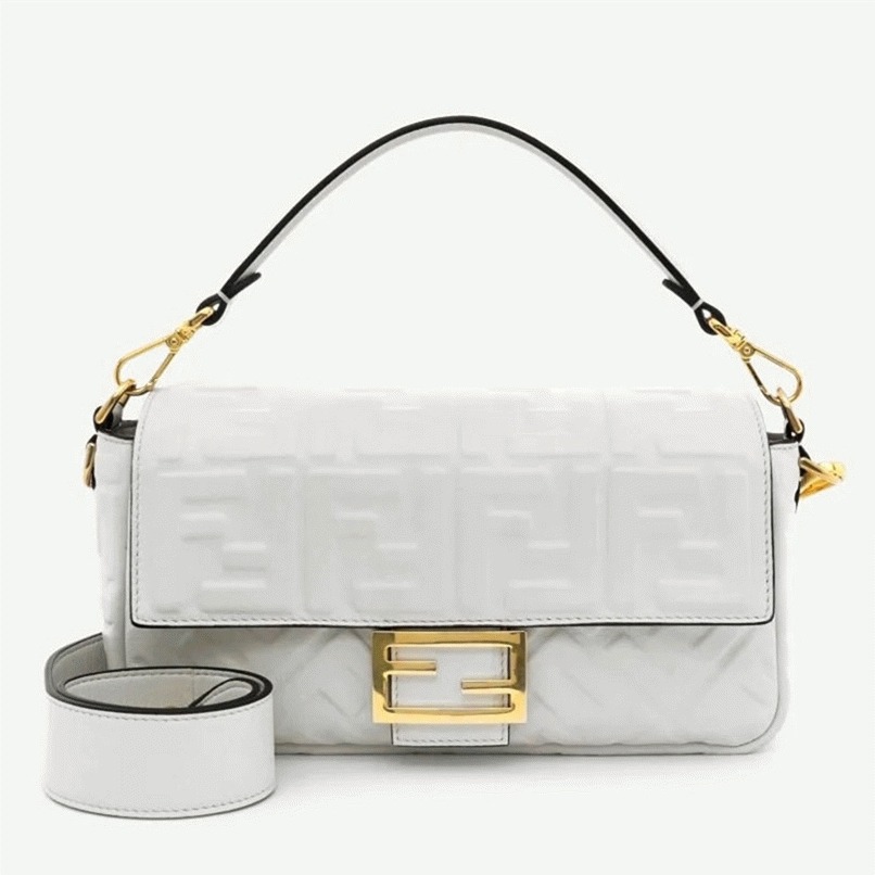 Top Quality Knockoff F**di Medium Baguette Bag In White FF