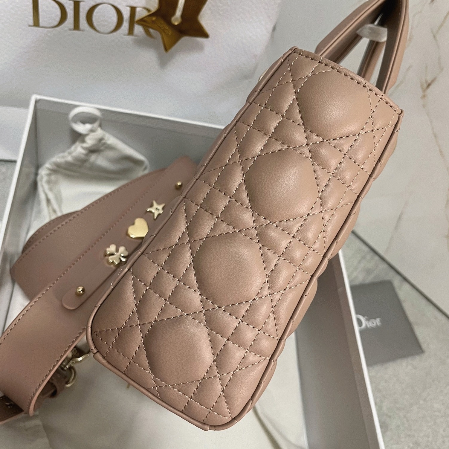 D10r Small Lady D10r My ABCD10r Bag Fake in Hazelnut Lambskin