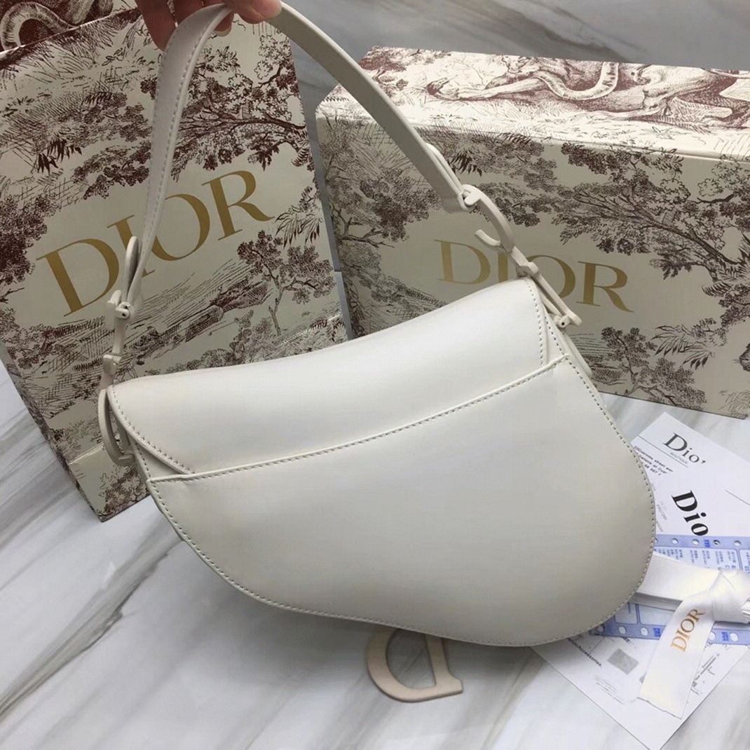 D10r Saddle Bag Fake in White Ultramatte Calfskin