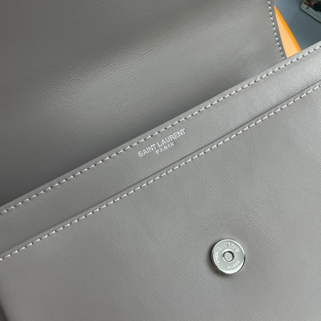 Fake Sa1nt Lau*nt Sunset Medium Chain Bag Grey Calfskin