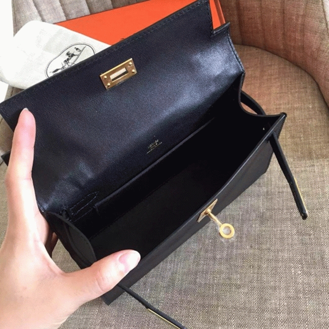 Black Swift Top Replica Luxury H**me5 Kelly Pochette Minimalist Clutch