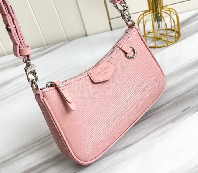 L0vis Vvtt0n Epi Leather Easy Pouch On Strap In Rose Ballerine Pink
