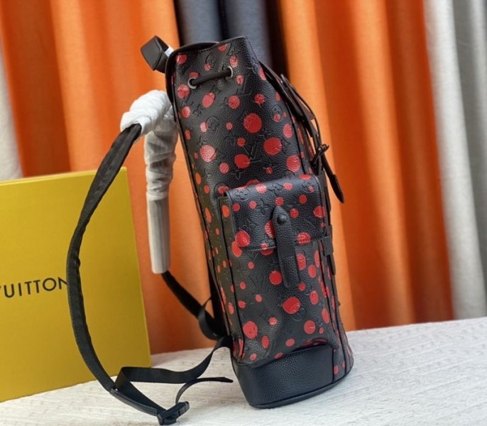 L0vis Vvtt0n X YK Christopher Backpack In Red Infinity Dots