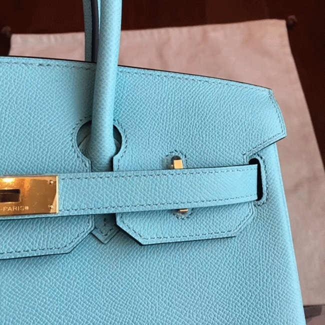 Blue Atoll Color Faux Designer H**me5 Birkin 35cm Handbag