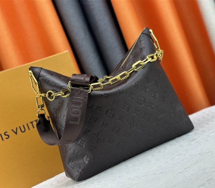 L0vis Vvtt0n Monogram Empreinte Coussin MM Hobo In Chocolate