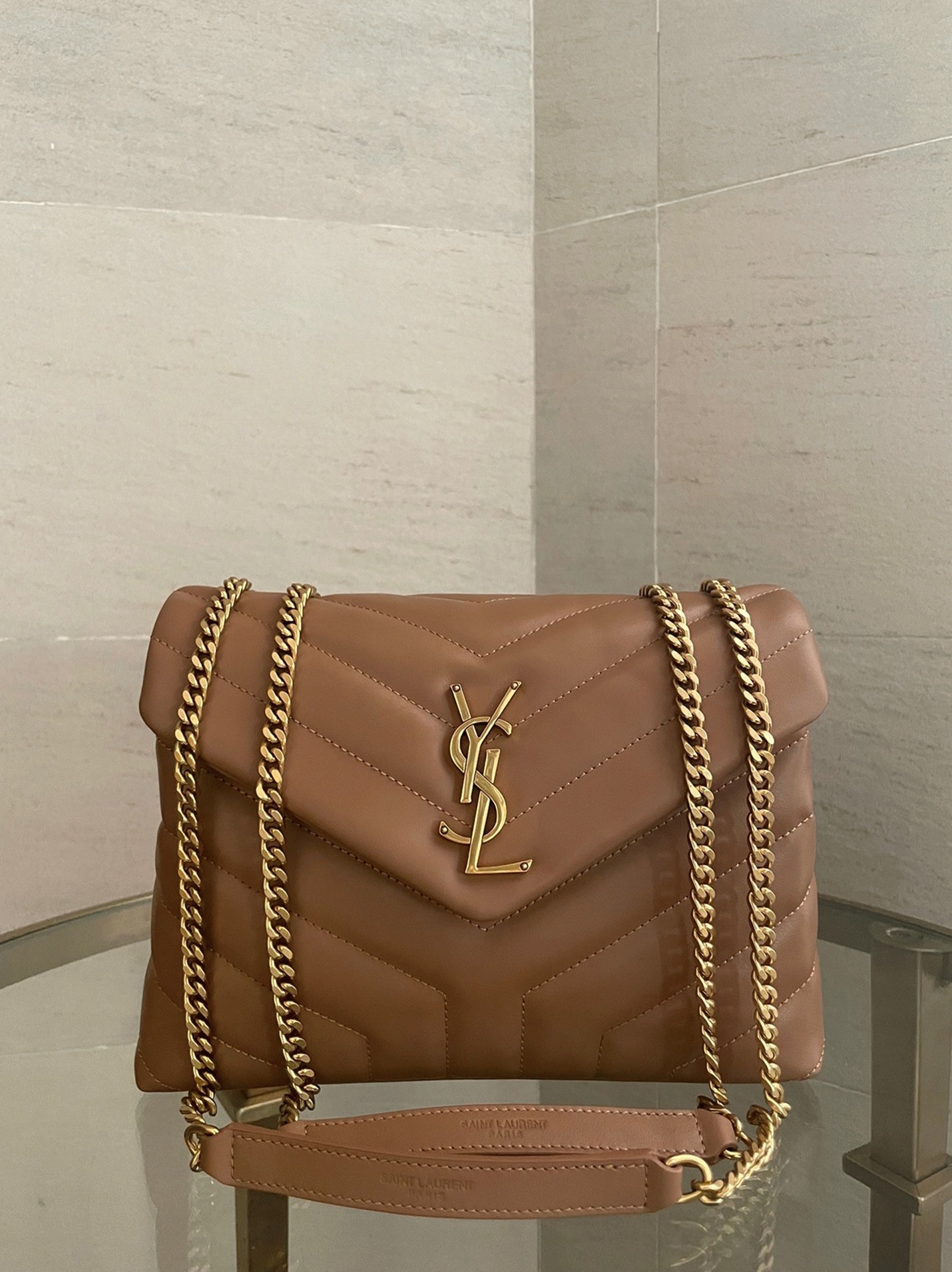 Replica Sa1nt Lau*nt LouLou Small Chain Bag Brown