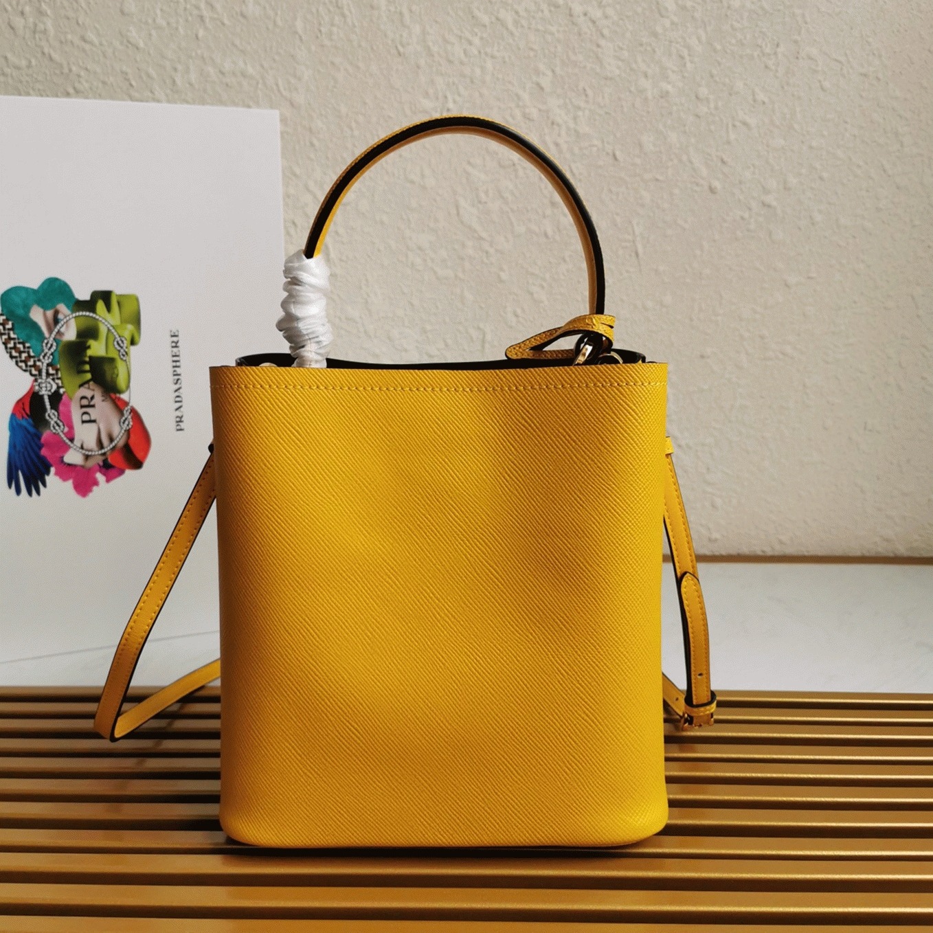 Yellow Pra*a Medium Panier Bag Fake