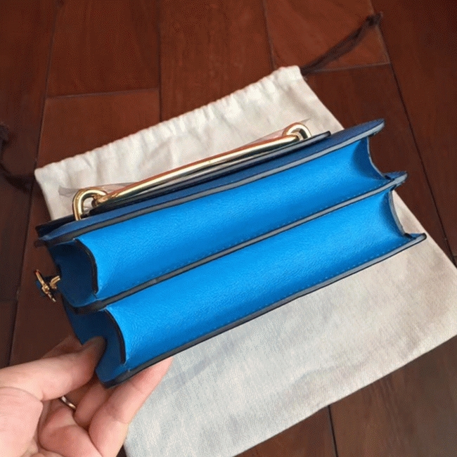 Blue hydra luxury replica H**me5 Mini Sac Roulis handbag