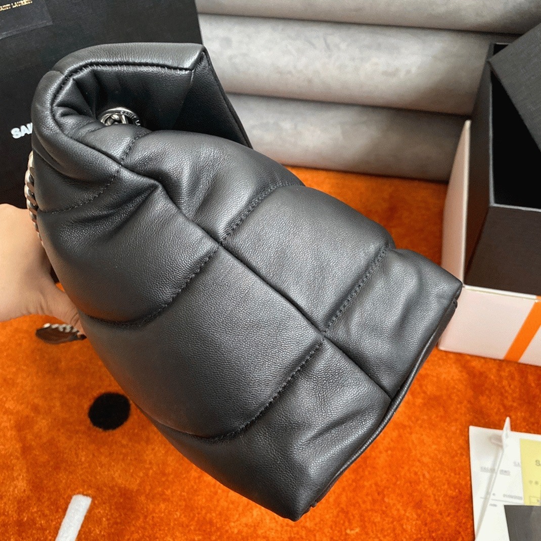 Sa1nt Lau*nt Puffer Medium Chain Bag Noir Lambskin