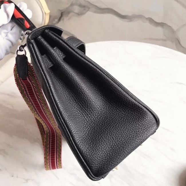Black with Zigzag Handle Replica Luxury H**me5 Kelly 28cm Stylish Purse