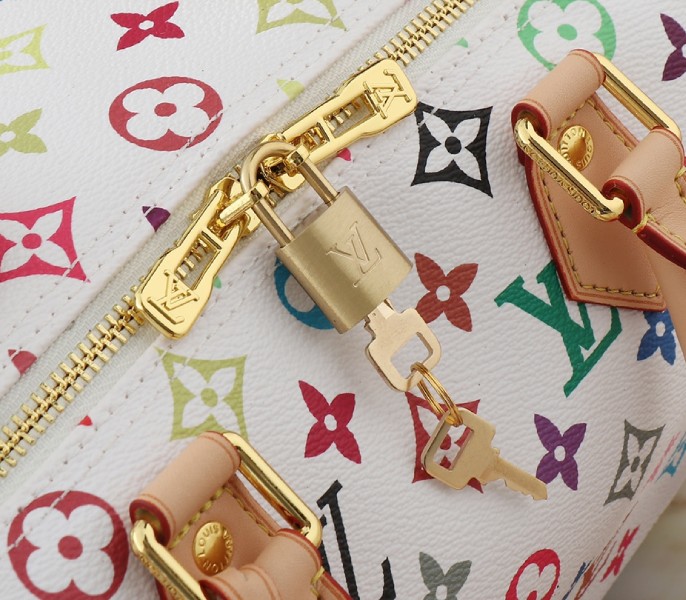 LV X TM Multicolored Speedy Bandouliere 25 In White