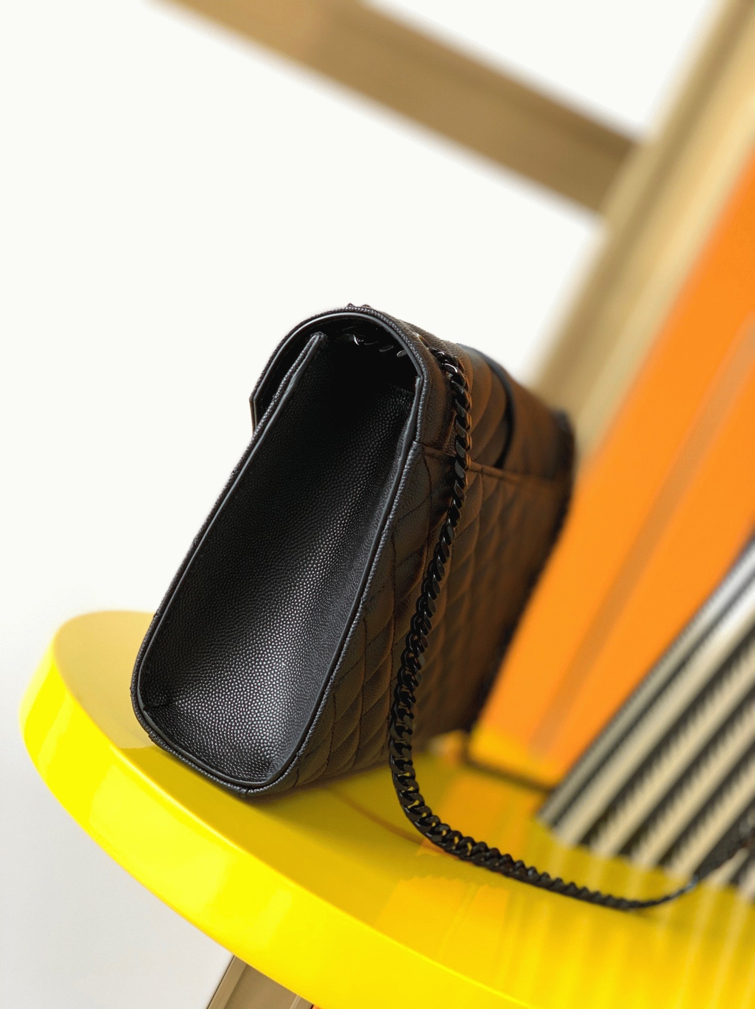 Replica Sa1nt Lau*nt Envelope Large Black Bag with Black Hardware