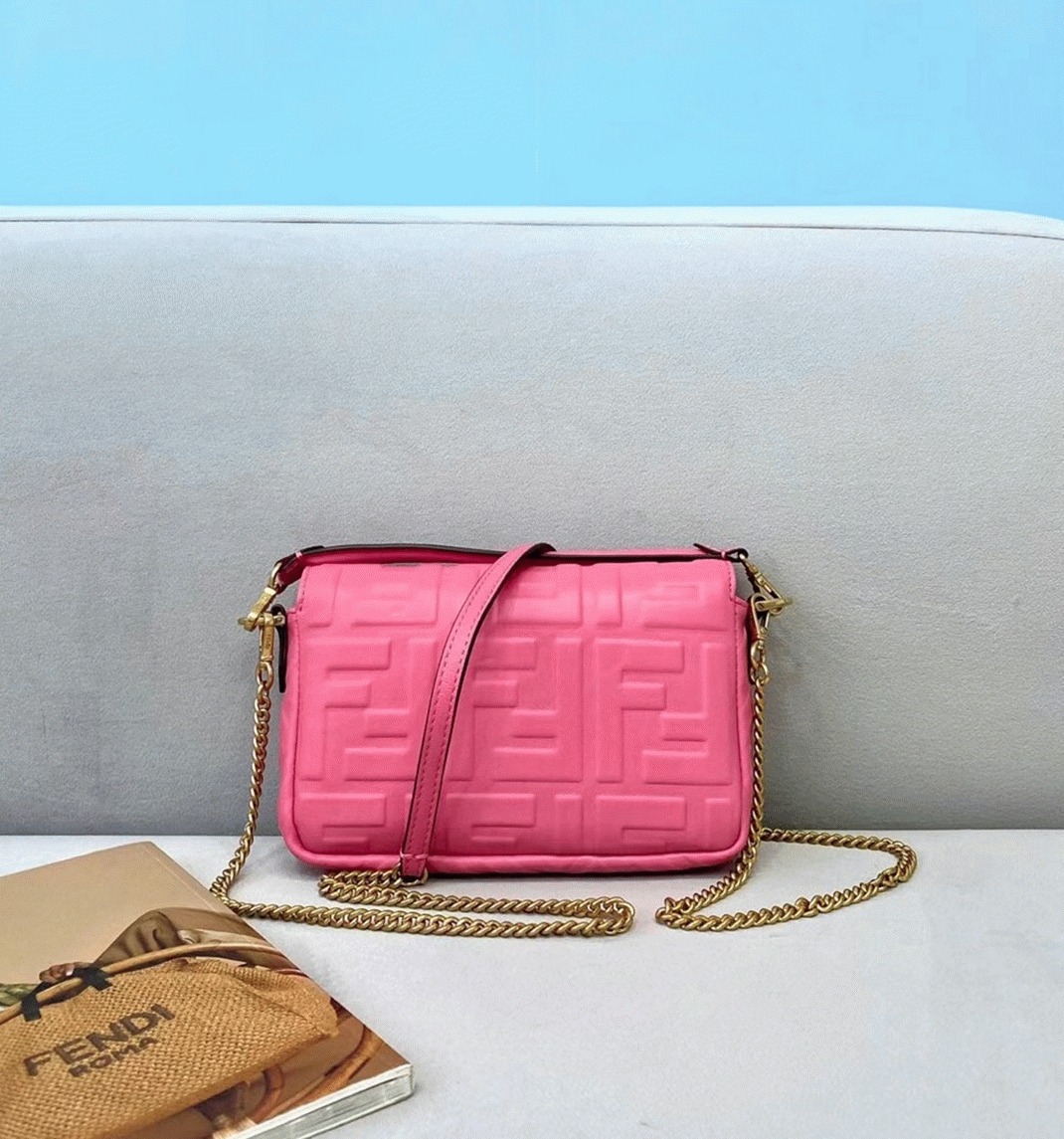 Top Quality Faux F**di Small Baguette Bag In Pink FF