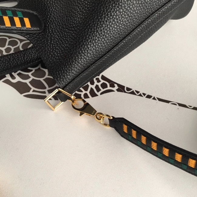 Black 1:1 fake H**me5 Picotin Lock 18cm handbag with braided handles