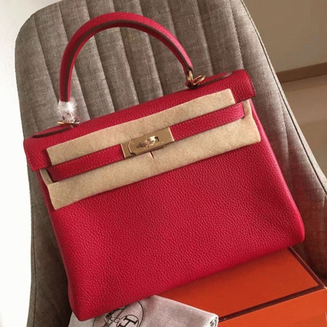 Red Clemence Fake H**me5 Kelly Retourne 32cm Vibrant Purse