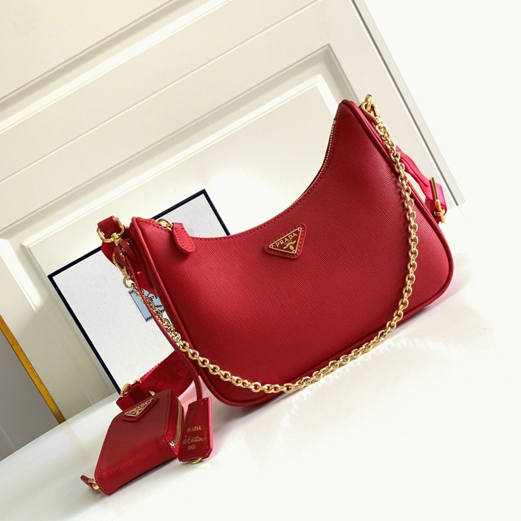 Pra*a Re-Edition 2005 Shoulder Bag Replica in Red