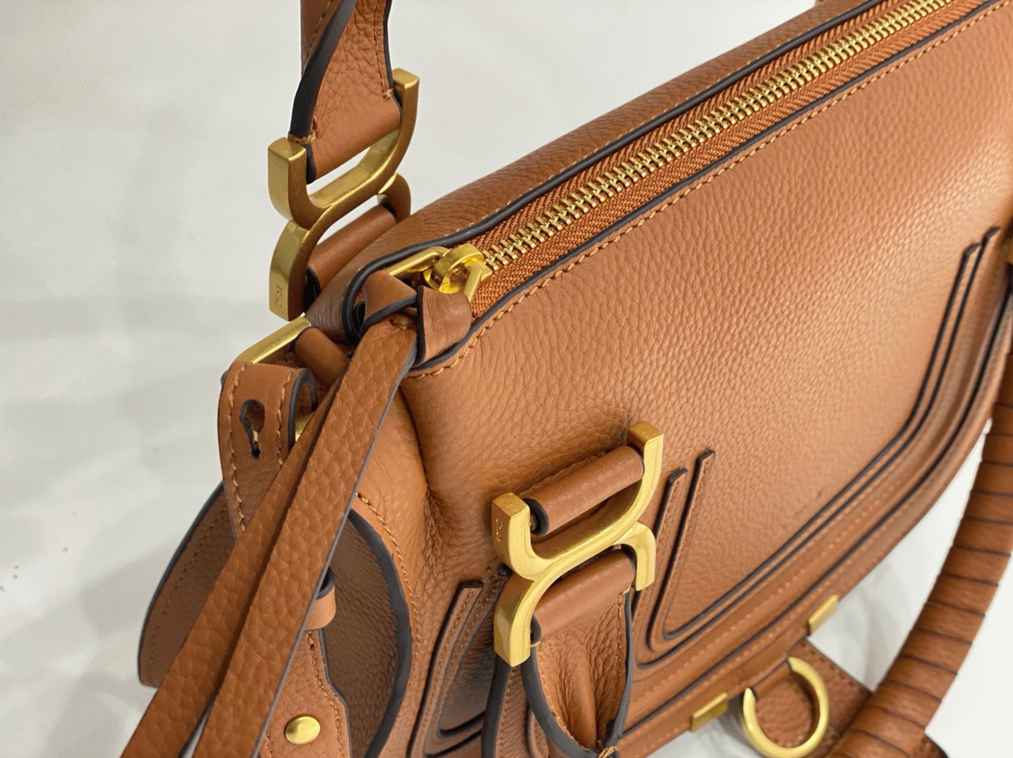top quality replica Ch10e marcie small double carry bag in blue grained leather