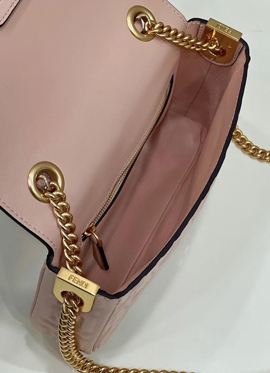 Top Quality Faux F**di Baguette Chain Midi Bag In Powder