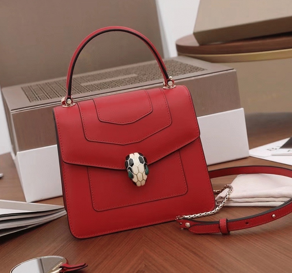 Fake Bv1g*ai Serpenti Forever Small Bag Red Calfskin