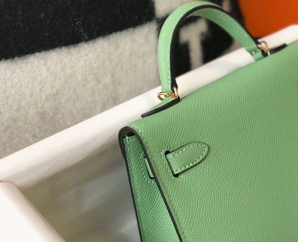 H**me5 Kelly Mini II Bag Replica in Vert Criquet
