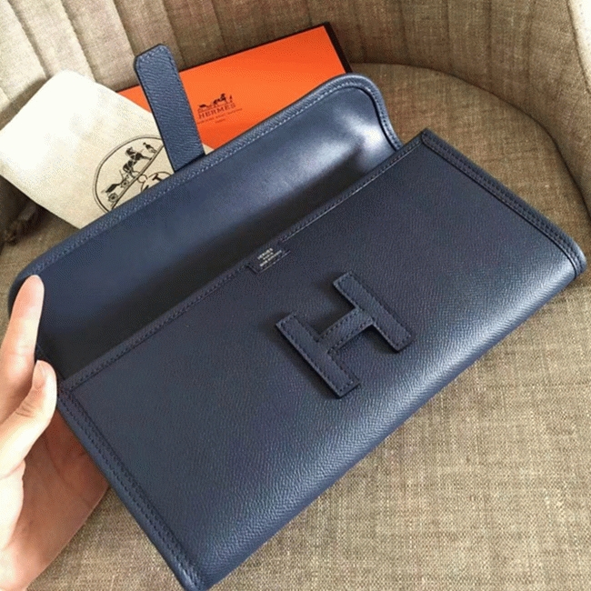 High quality sapphire epsom replica H**me5 Jige Elan clutch bag