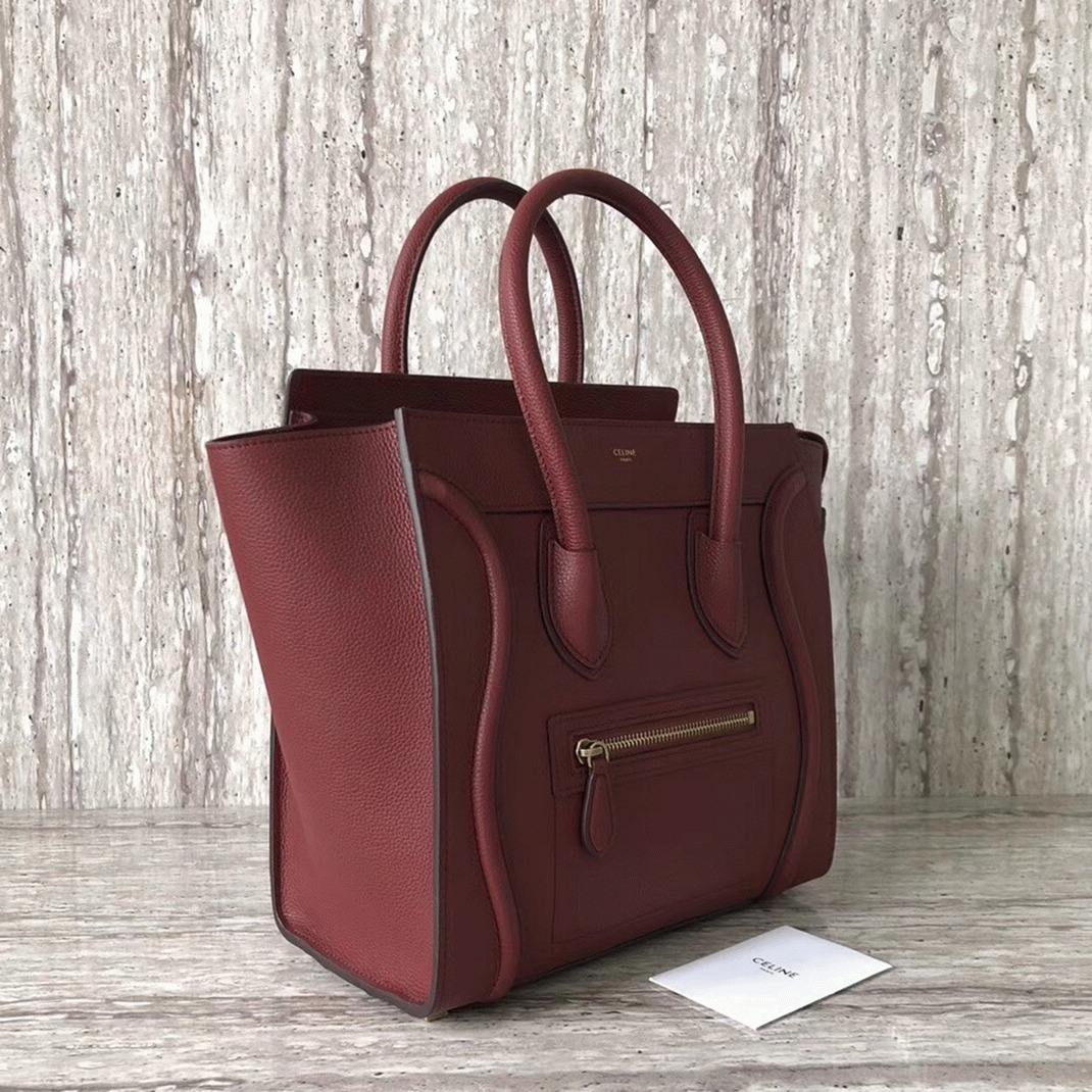 ce1i*e micro lU*gage tote bag knockoff in dark red