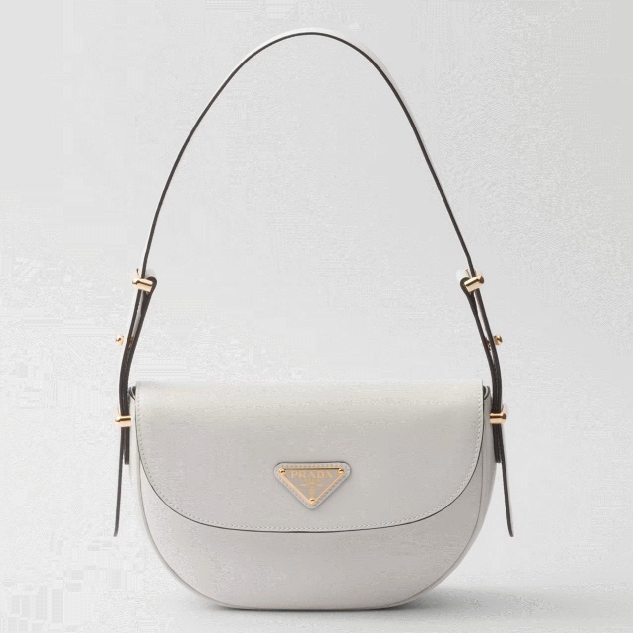 Pra*a Arque Shoulder Bag with Flap Knockoff in White