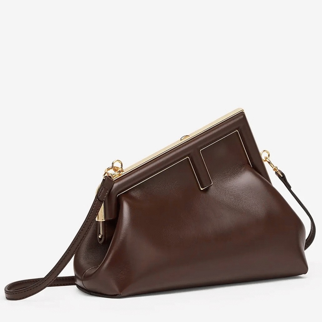 Top Quality Knockoff F**di First Medium Bag In Dark Brown Nappa Leather