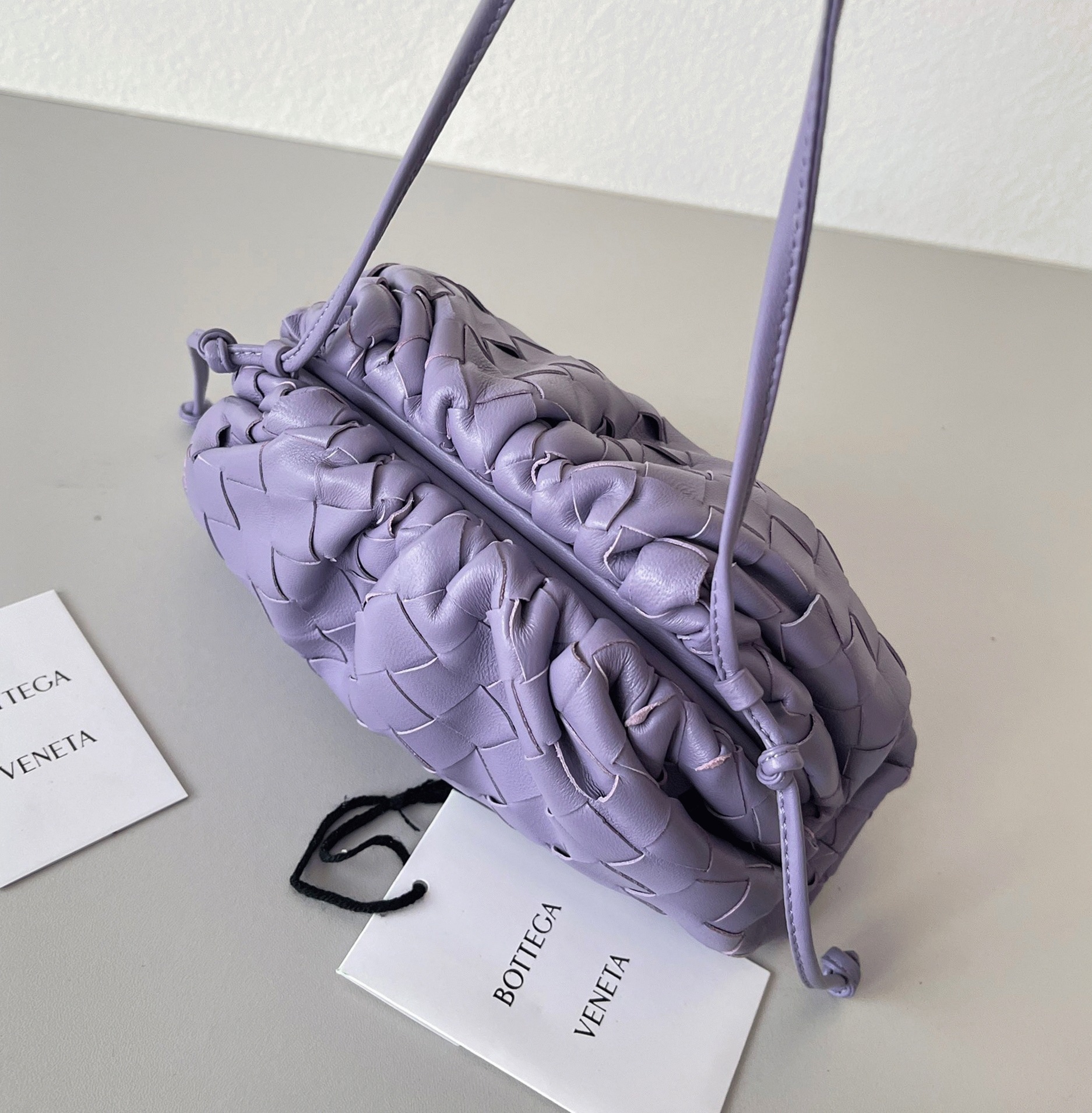 Knockoff B0tt*ga Ven*ta Mini Pouch with Strap Wisteria