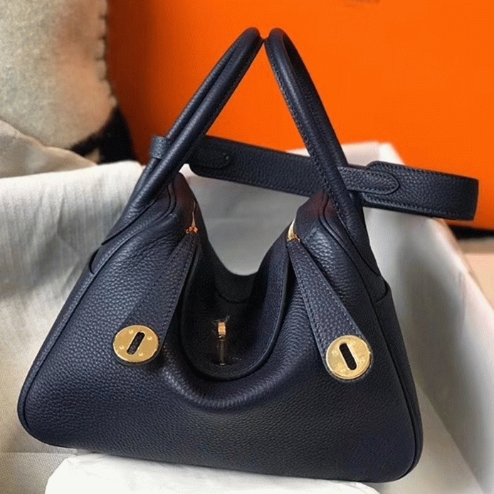 Fake designer H**me5 Lindy 26cm handbag in navy blue