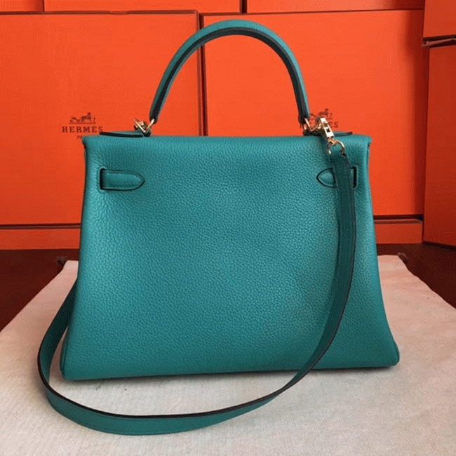 Blue Paon Clemence Fake H**me5 Kelly Retourne 32cm Handbag