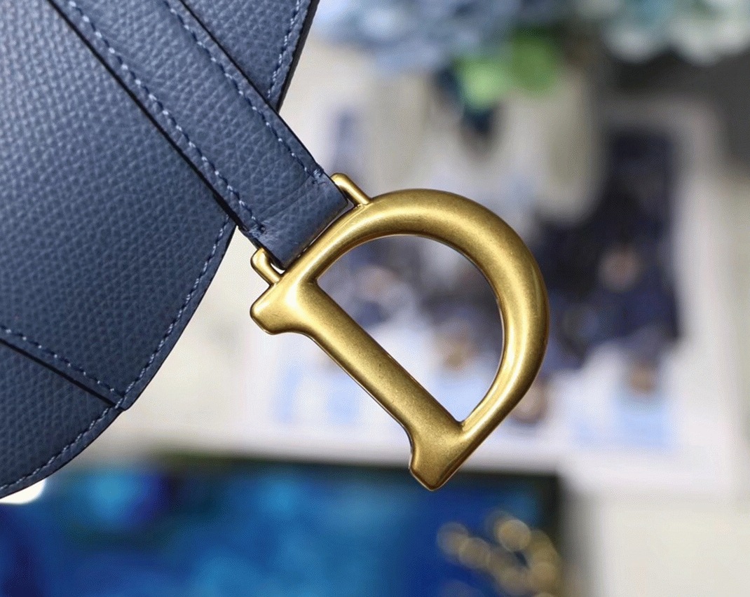 d10r saddle bag knockoff in De*1m blue grained calfskin
