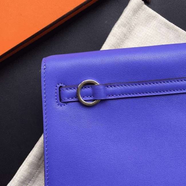 Blue Swift Leather Replica H**me5 Kelly Danse Shoulder Bag
