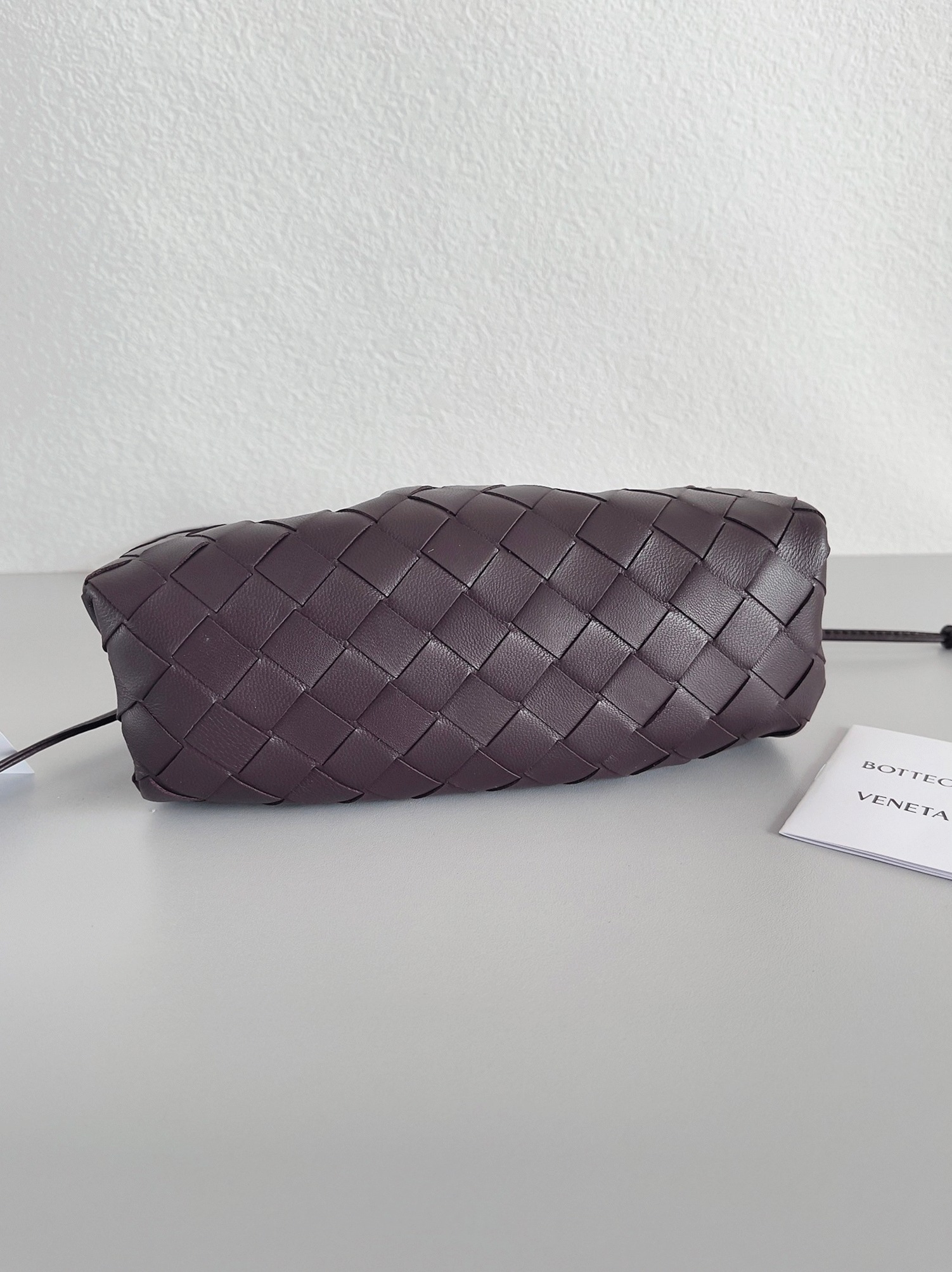 Knockoff B0tt*ga Ven*ta Mini Pouch with Strap Grape