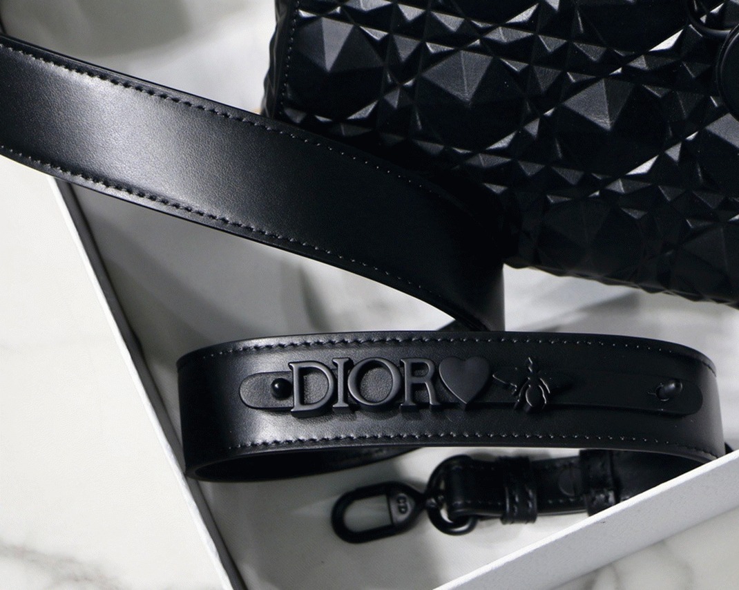 D10r Small Lady D10r My ABCD10r Bag Fake in Black Calfskin with D1am0nd Motif