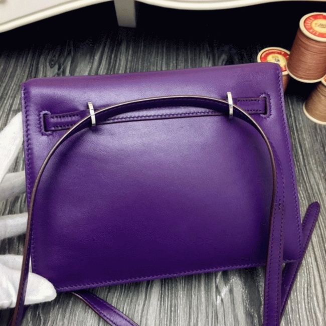 Purple Swift Leather Knockoff H**me5 Kelly Danse Stylish Bag