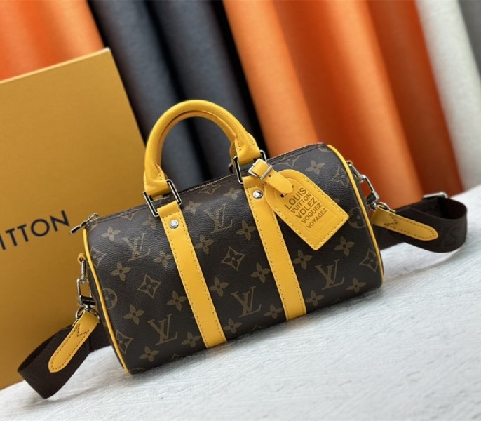 L0vis Vvtt0n Monogram Macassar Canvas Keepall Bandouliere 25 In Safran Yellow