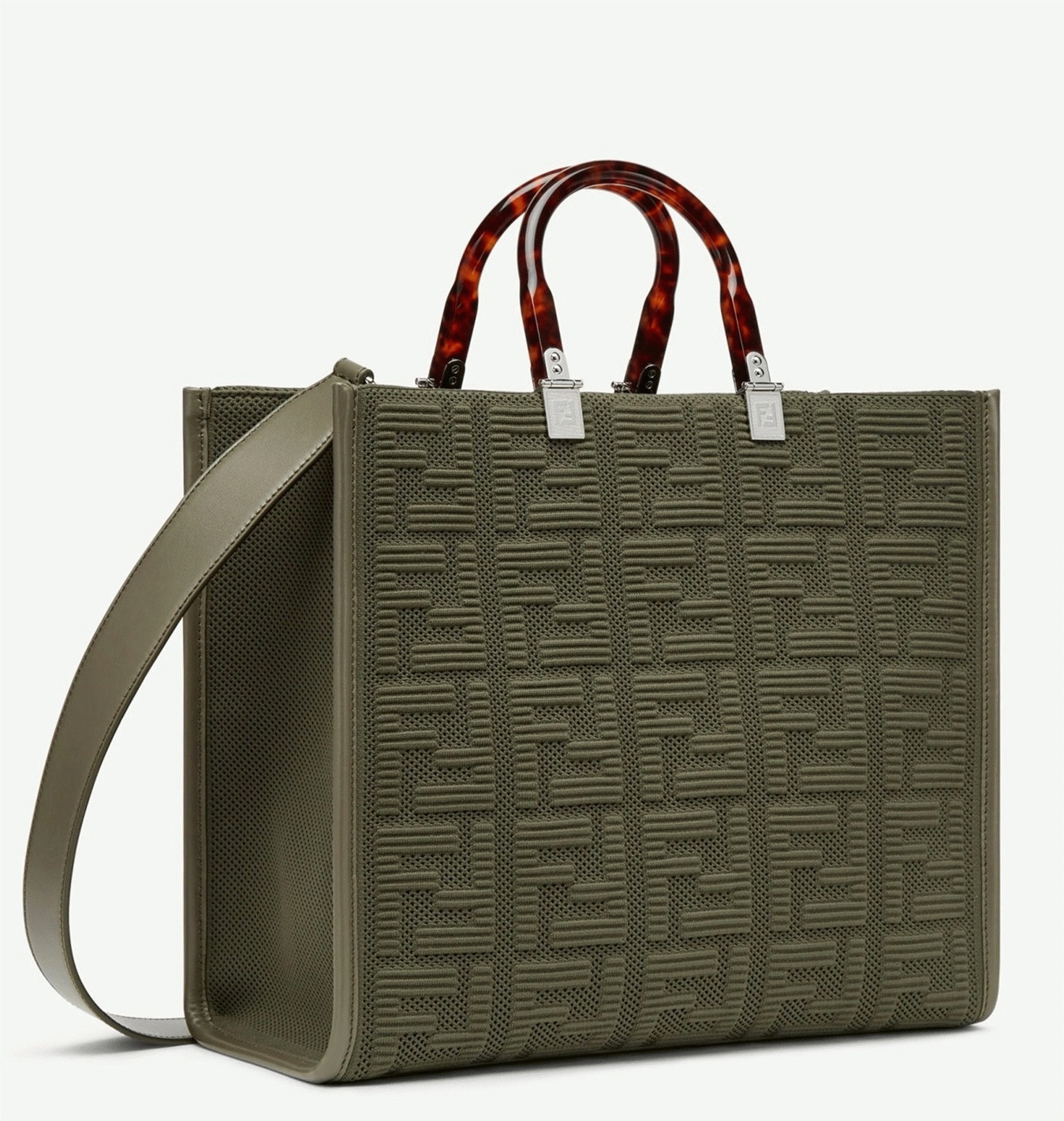 Top Quality Replica F**di Sunshine Medium Tote Bag In Green FF Fabric