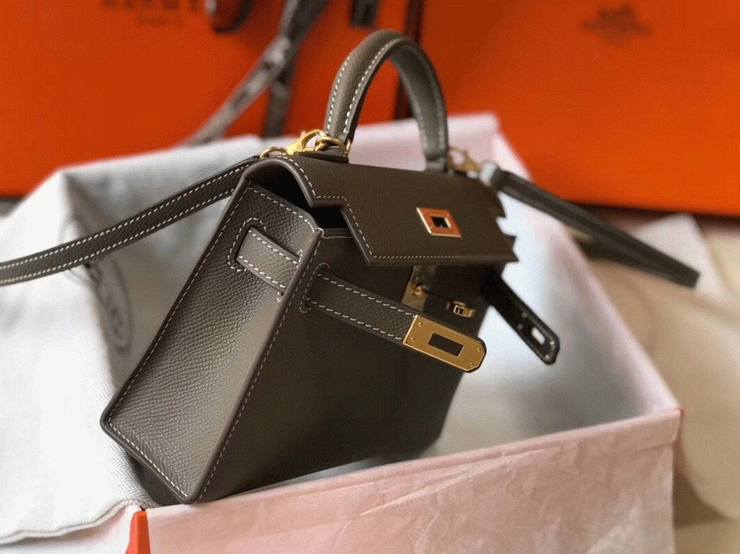 H**me5 Kelly Mini II Bag Replica in Taupe Grey